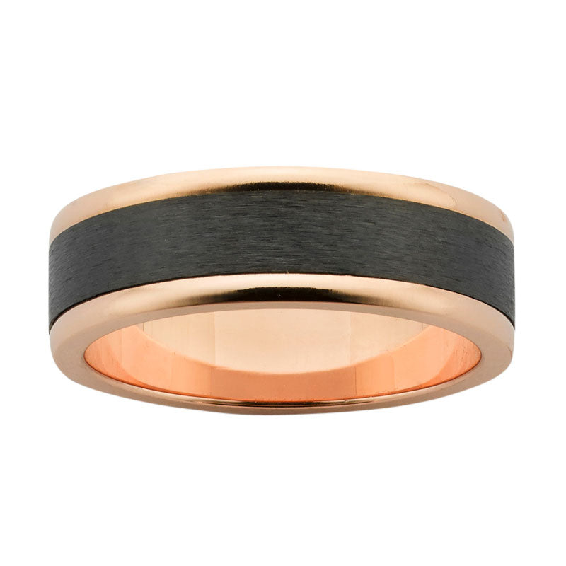 Black Zirconium & 9ct Rose Gold Band