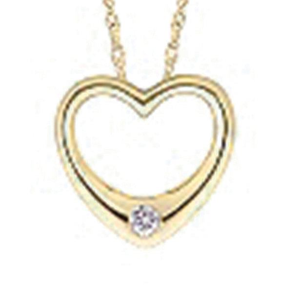 9ct Yellow Gold Heart with Diamond Necklace