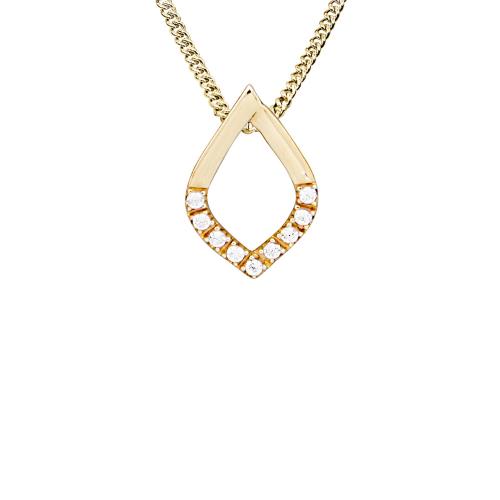 Yellow Gold Open Tear Drop Diamond Pendant