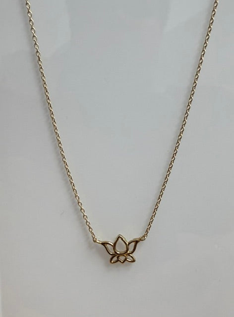 9ct Yellow Gold Lotus Flower Pendant Necklace