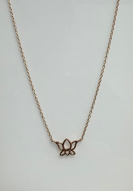9ct Rose Gold Lotus Flower Pendant Necklace