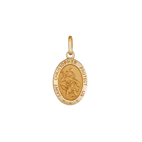 9ct Yellow Gold 12mm Oval St Christopher Pendant