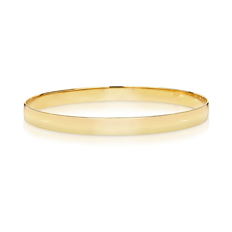 9ct Yellow Gold 6mm Wide Half Round Golf Bangle
