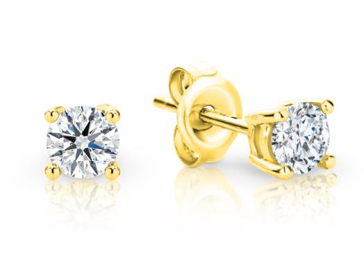 9ct Yellow Gold Argyle White Stud Earrings