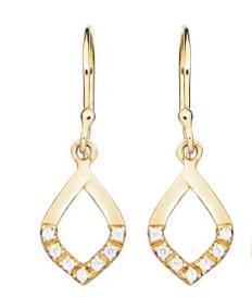 Yellow Gold Diamond Open Tear Drop Earrings
