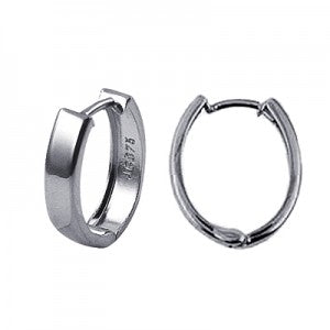 9ct White Gold Oval Huggies