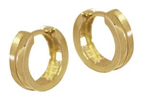 9ct Yellow Gold Brush/Polished/Slit Huggie Earrings