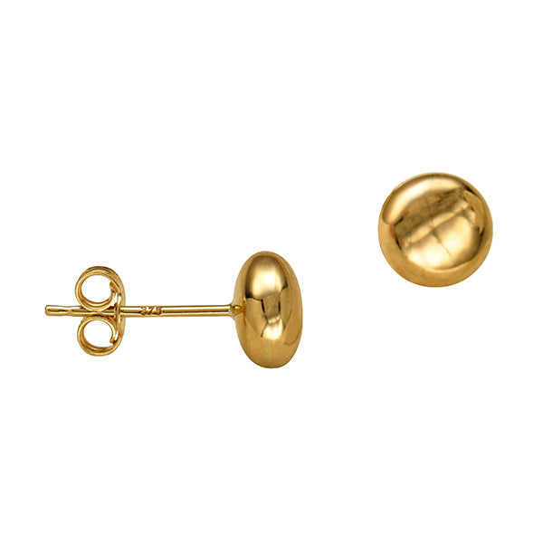 9ct Yellow Gold 6mm Heavy Flattened Ball Studs
