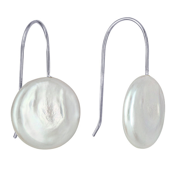Stg Silver 18mm Freshwater Cultured Pearl Earwire