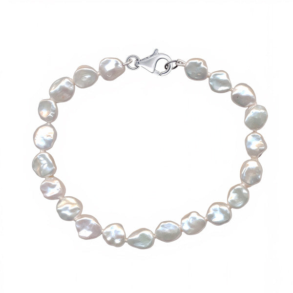 White Keshi Pearl Bracelet