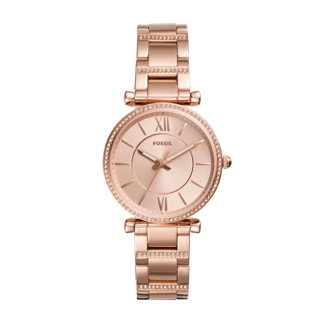 Fossil - Carlie Three-Hand Rose Gold-Tone Stainless Steel Watch