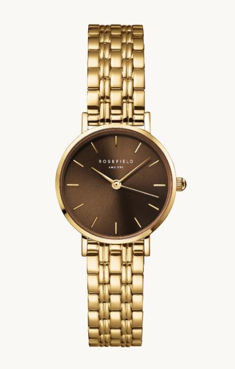 Rosefield - Small Edit Chocolate Brown Dial Gold-Tone Bracelet Watch