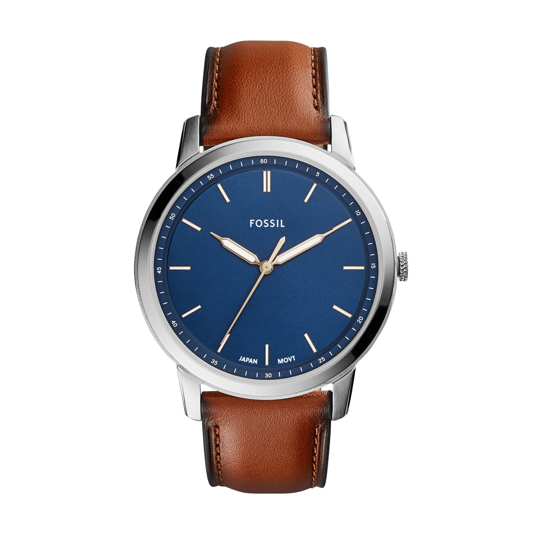 Fossil - Minimalist Slim Three-Hand Light Brown Leather Watch