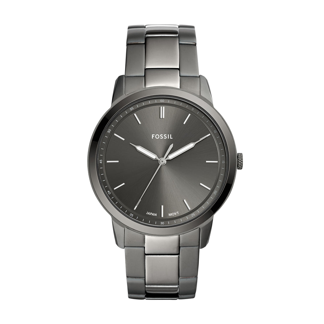 Fossil - Minimalist Three-Hand Smoke Stainless Steel Watch