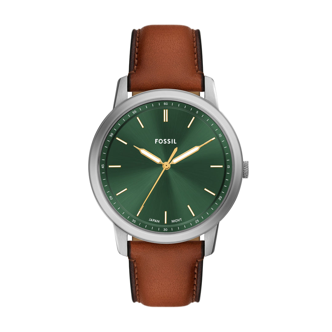 Fossil - Minimalist Three-Hand Brown Leather Watch