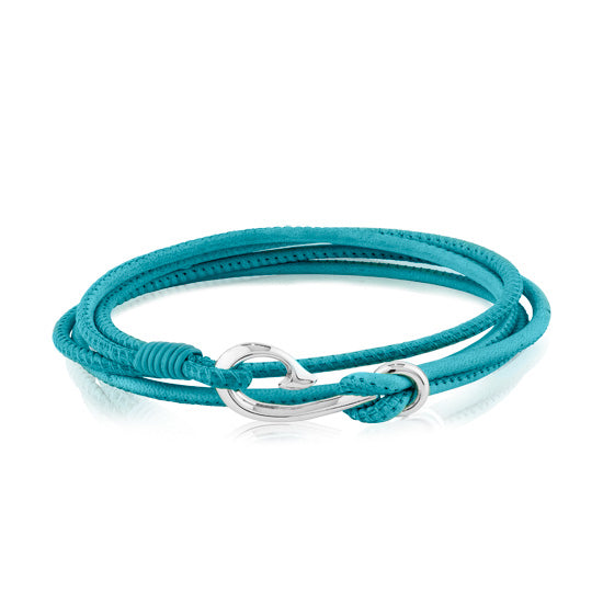 Evolve - Safe Travel Wrap Leather Bracelet - Teal 19cm