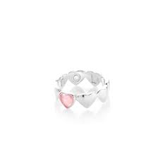 Stolen Girlfriends Club - Band Of Hearts Ring - Rose Quartz