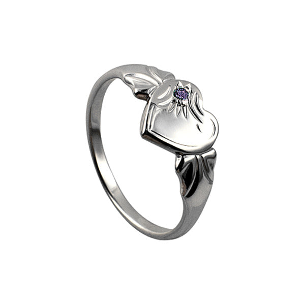 Birthstone Signet Ring - February - Size Q