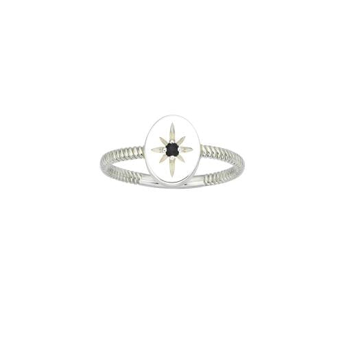 Stg Silver Oval Sapphire Set Twisted Band Signet Ring