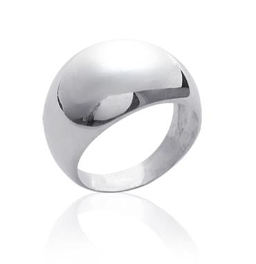 Stg Silver Plain Dome Ring - Size S