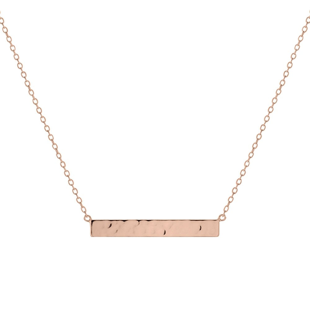 Rose Gold Plated Hammered Bar Necklace