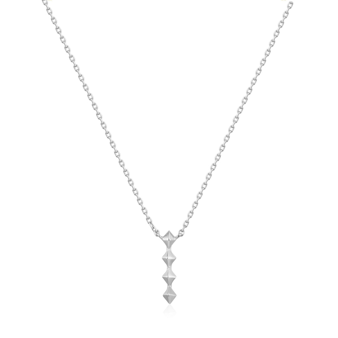 Ania Haie Spike Drop Necklace - Rhodium Plated