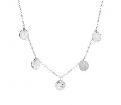 Hammered 5 Disc Necklace - Silver