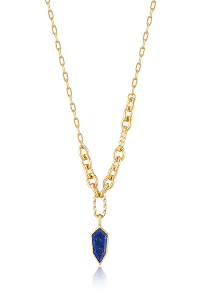 Ania Haie - Gold Plated Lapis Emblem Pendant Necklace