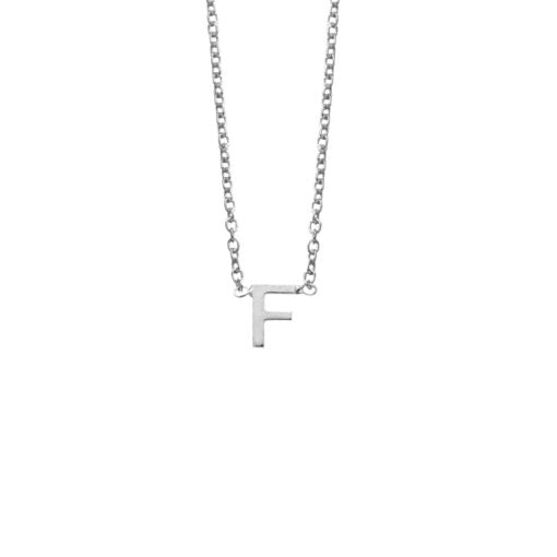 Stg Silver Initial Necklace - F