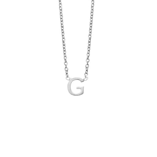 Stg Silver Initial Necklace - G