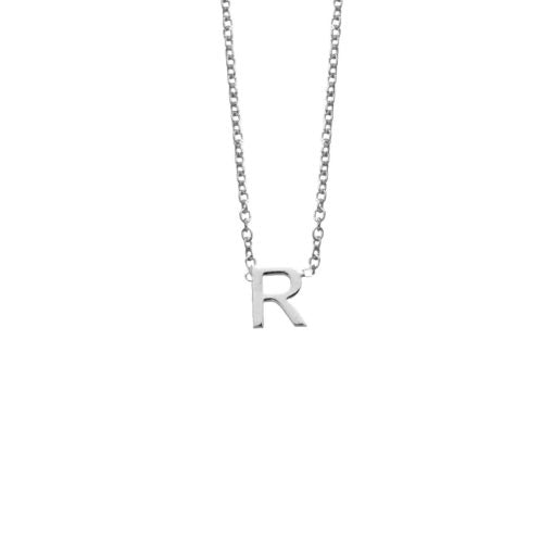 Stg Silver Initial Necklace - R