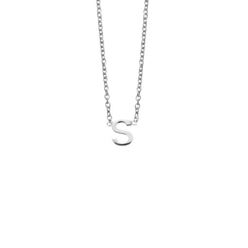 Stg Silver Initial Necklace - S
