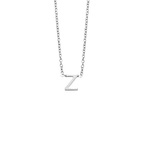 Stg Silver Initial Necklace - Z