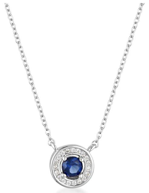 Georgini - Milestone Sapphire Nano And White Cubic Zirconia Halo Necklace - Silver