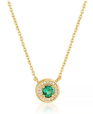 Georgini - Milestone Emerald Nano and White Cubic Zirconia Halo Necklace - Gold Plated