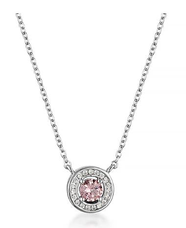 Georgini - Milestone Morganite and White Cubic Zirconia Halo Necklace - Silver