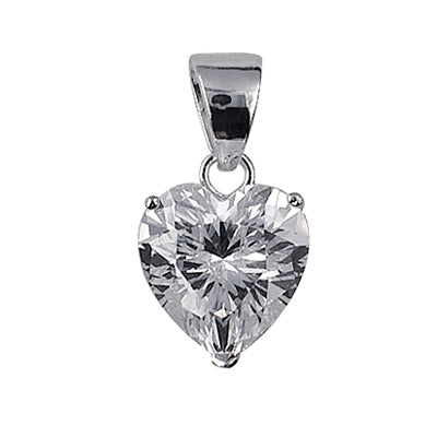 Stg Silver 9mm 4 Claw Heart Cz Pendant With Chain