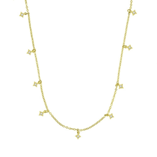 Gold Plated Necklace With Petite Cz Charms