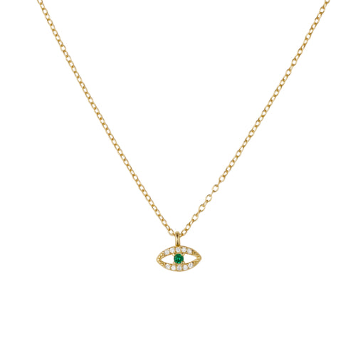 Sterling Silver/Gold Plated Cz Eye Necklace