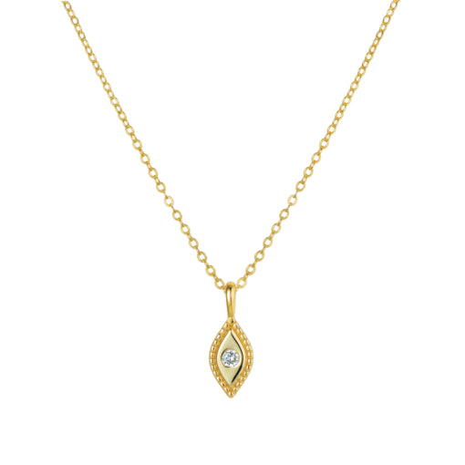 Gold Plated Cz Evil Eye Pendant Necklace
