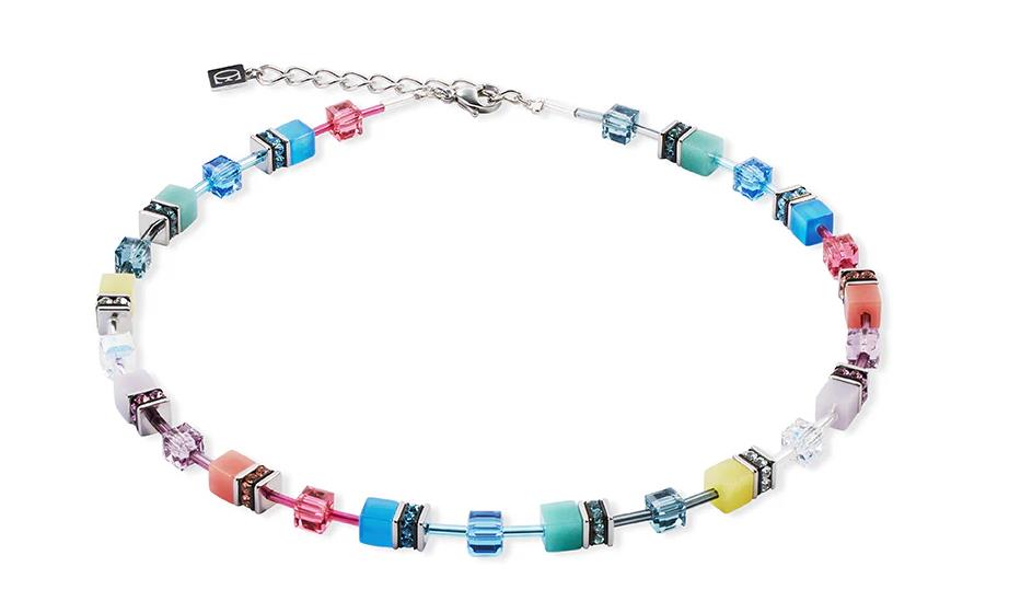 Coeur de Lion - GeoCube Fresh Multicolour, Watermelon & Aqua Necklace