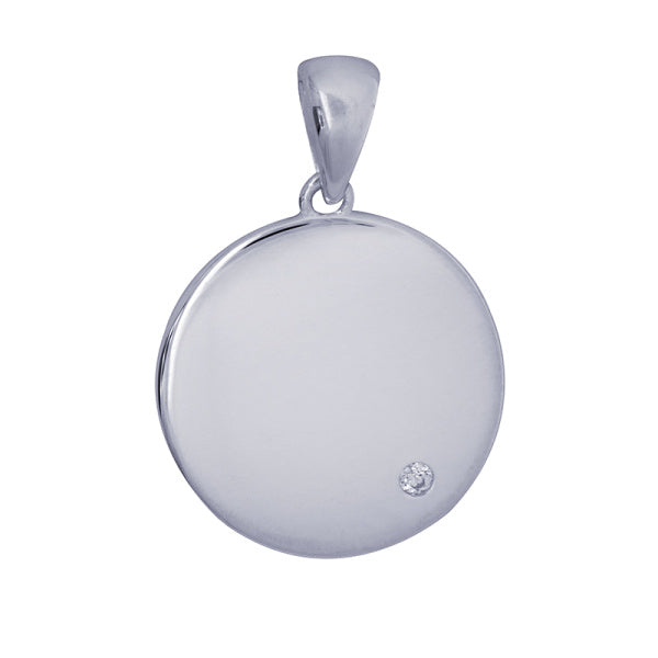 Stg Silver 18mm Round Engraving Shape With Cz