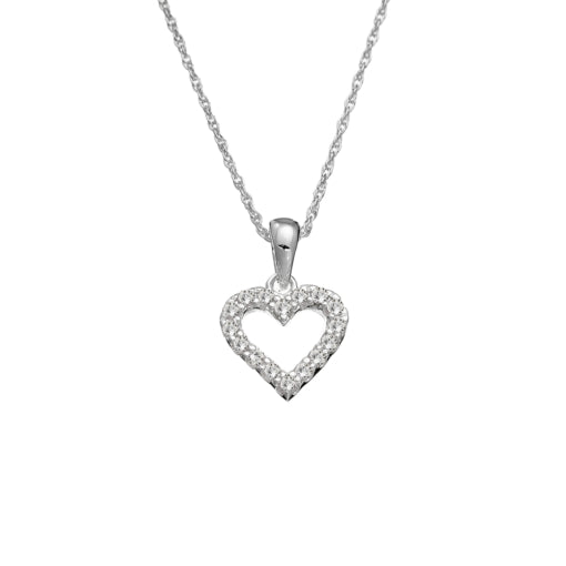 Sterling Silver Children’s Necklace With Cz Heart Pendant