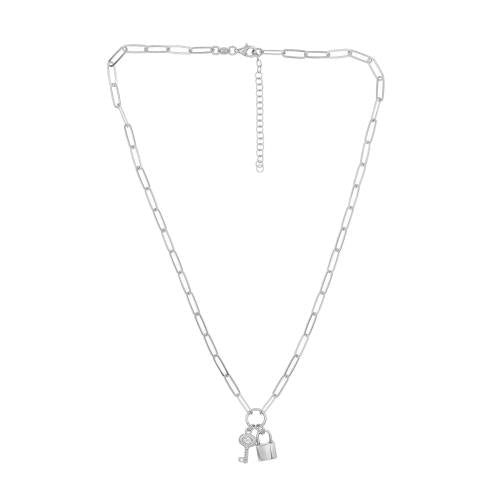 Stg Silver Lock & Key Pendant Necklace - 45cm