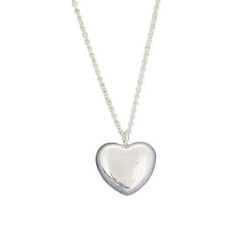 Stg Silver Puff Heart Pendant - 50cm