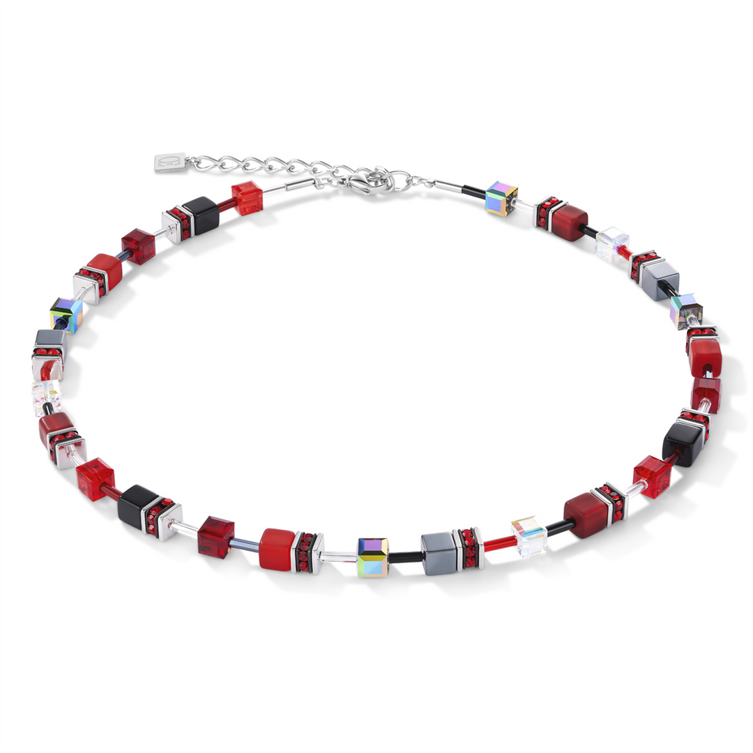 Coeur de Lion - Red, Grey & Black Geocube Necklace