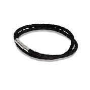 Evolve 18cm Double Black Leather Bracelet