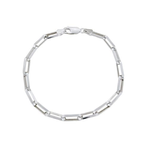 Stg Silver Knife Edge Link Paperclip Bracelet - 21cm