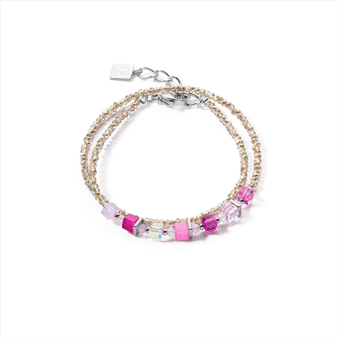 Joyful Colours Wrap Bracelet Silver Pink
