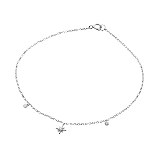 Fine Chain Anklet With North Star And Cz Charms